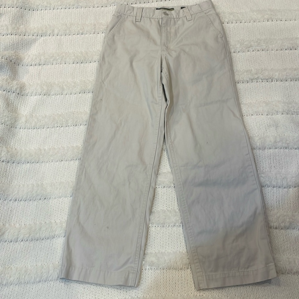 Old Navy khaki pants plain front adjustable waist pockets 100% cotton boys 16